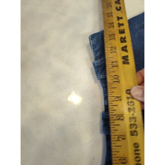 Ralph Lauren Country Denim Skirt Long Bell Shape Leather Pocket Accents Made USA - Picture 10 of 13